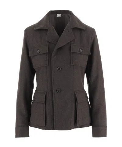 Aspesi Buttoned Flap-pocket Jacket In Brown