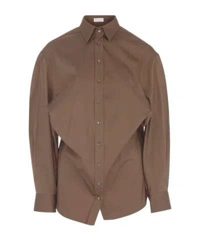 Brunello Cucinelli Long Sleeve Shirt In Brown