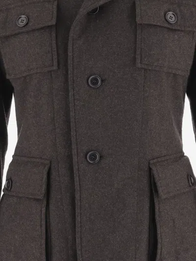 Aspesi Buttoned Flap-pocket Jacket In Brown