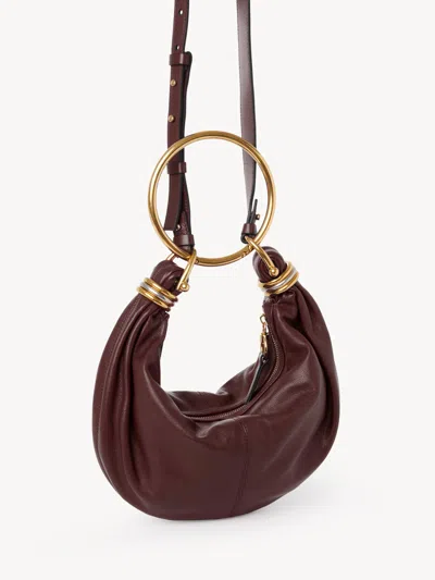 Chloé Small Bracelet Hobo Bag In Burgundy