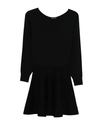 Roberto Collina Long-sleeved Wool Flared Dress Clothing In Black