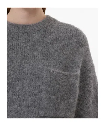 Closed Crew Neck Short Sleeve Sweater In Dark Grey In Gray