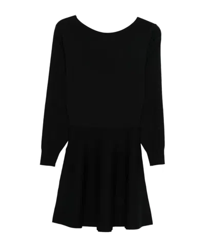 Roberto Collina Long-sleeved Wool Flared Dress Clothing In Black