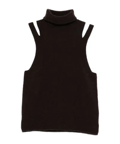 Roberto Collina Cashmere And Silk Turtleneck Sleeveless Top Clothing In Black