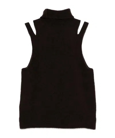 Roberto Collina Cashmere And Silk Turtleneck Sleeveless Top Clothing In Black