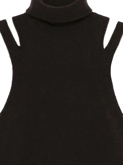 Roberto Collina Cashmere And Silk Turtleneck Sleeveless Top Clothing In Black