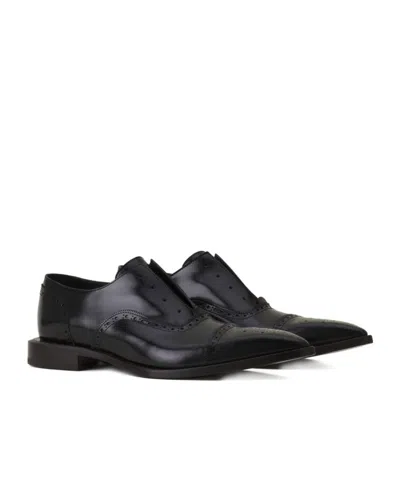 Lanvin Brogue Oxford Shoe In Shiny Leather In Black