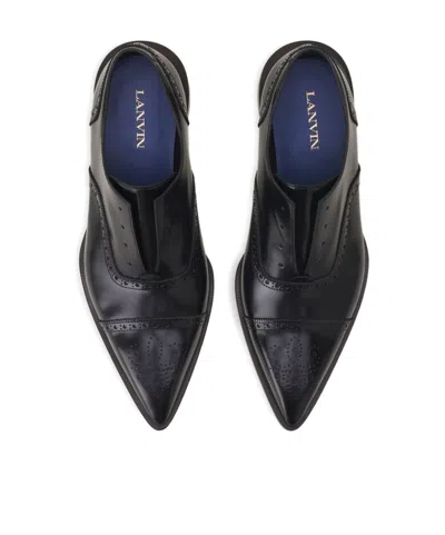 Lanvin Brogue Oxford Shoe In Shiny Leather In Black