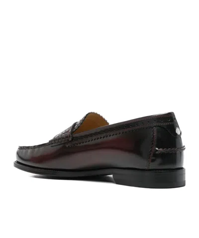 Bally Round Toe Penny Loafers With Perforated Detail In Black