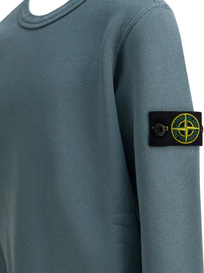 Stone Island Junior Long Sleeved Logo Patch Sweatshirt In Blue