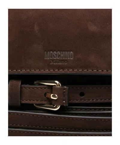 Moschino Buckle Leather Shoulder Bag In Burgundy