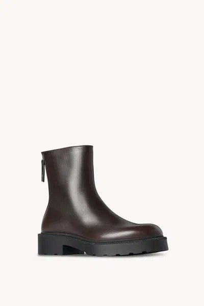 The Row Nobilis Fast Leather Ankle Boots In Brown