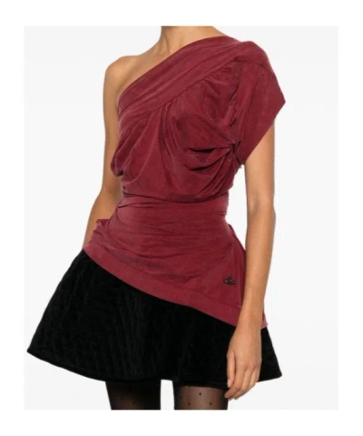 Vivienne Westwood Asymmetric Draped One-shoulder Top In Red