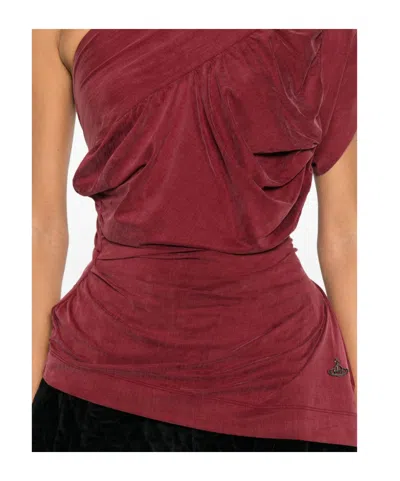 Vivienne Westwood Asymmetric Draped One-shoulder Top In Red
