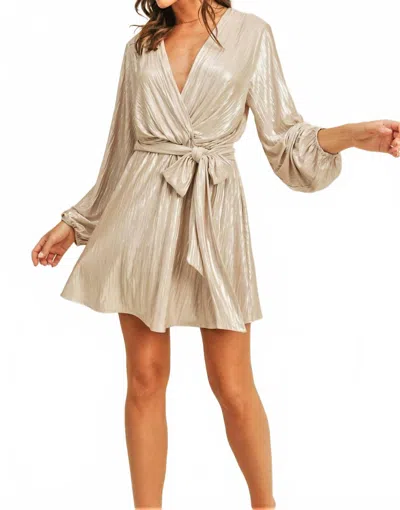 Reset By Jane Debbie Wrap Dress In Gold In Neutral