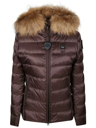 Blauer Quilted Satin Nylon Down Jacket In Burgundy