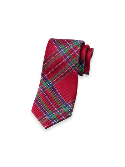Paul Fredrick Tartan Plaid Woven Silk Tie In Red