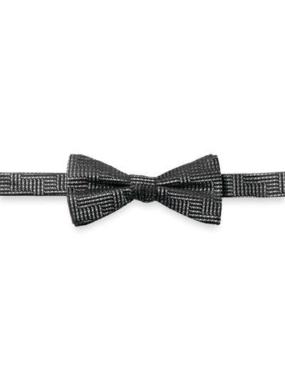 Paul Fredrick Herringbone Woven Silk Pre-tied Bow Tie In Black