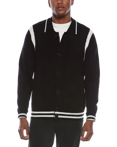 Kier + J Collar Wool & Cashmere-blend Sweatshirt In Blue