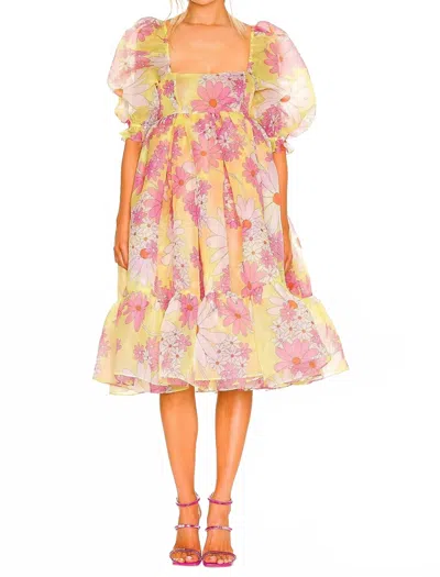 Selkie French Puff Dress In Goldie In Multi