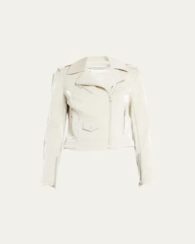 Blanc Noir City Classic Moto Jacket In White