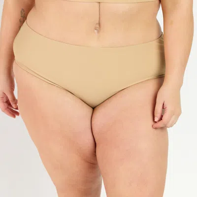 Calypsa Women's Plus Full Coverage Bikini Bottom In Neutral