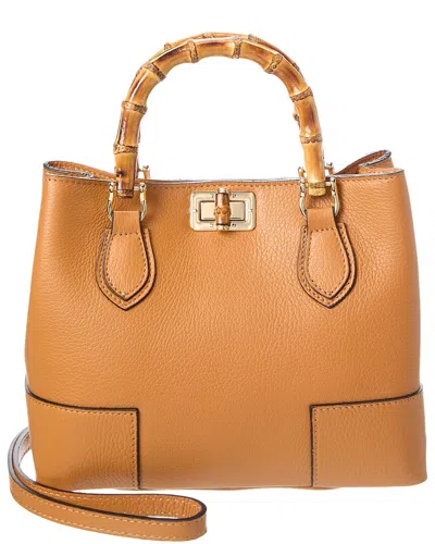 Persaman New York Sienna16 Bamboo Leather Tote In Brown