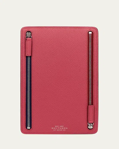 Smythson Leather Multi-zip Case In Red
