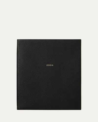 Smythson Portobello 2026 Weekly Vertical Agenda In Panama Leather In Black