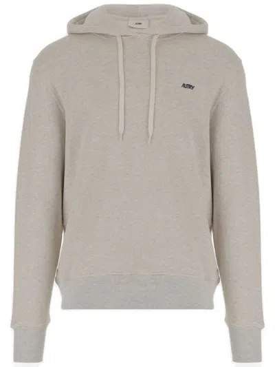 Autry Light-colored Drawstring Hoodie With Subtle Logo In Gray