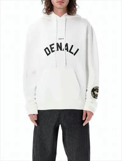 Oamc Denali Graphic Hoodie With Front Kangaroo Pocket In White