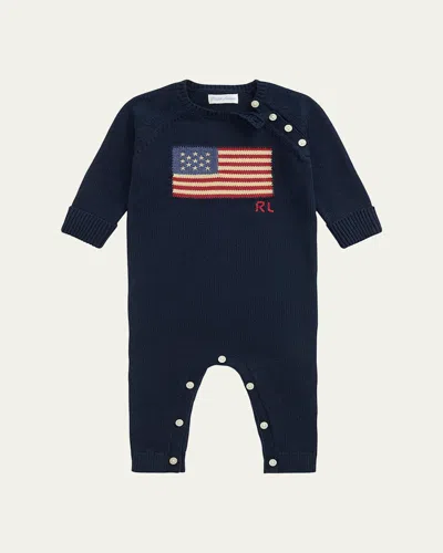 Ralph Lauren Boy's Cotton Flag One-piece Coverall In Blue