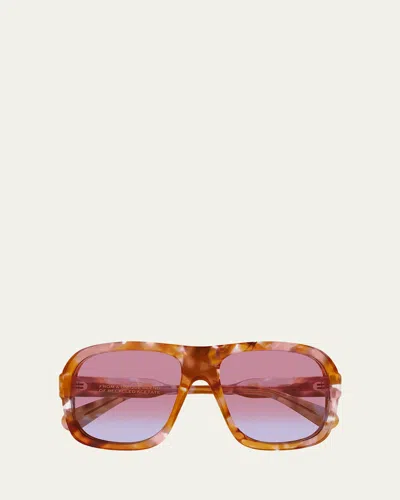 Chloé Gayia Acetate Semi-shield Sunglasses In Brown