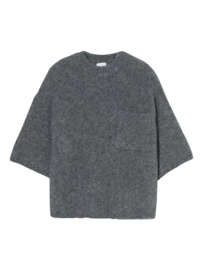 Closed Crew Neck Short Sleeve Sweater In Dark Grey In Gray
