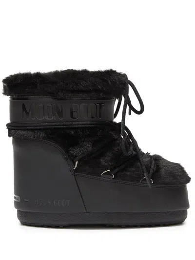 Moon Boot Women's Icon Low Faux Fur Ankle Boots Black In Black