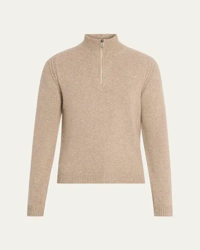 Sease Men's Cashmere Mouline Half-zip Sweater In Neutral