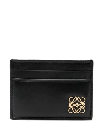 Loewe Anagrame Puffer Card Holder In Leather In Black