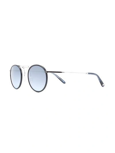 Shop Garrett Leight 'cordova' Sonnenbrille In Navy Leather-silver-indigo Tortoise Laminate/denim Layered Mirror