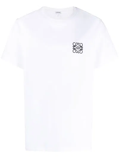 Loewe Two-tone Anagram Embroidery Cotton T-shirt Clothing In White