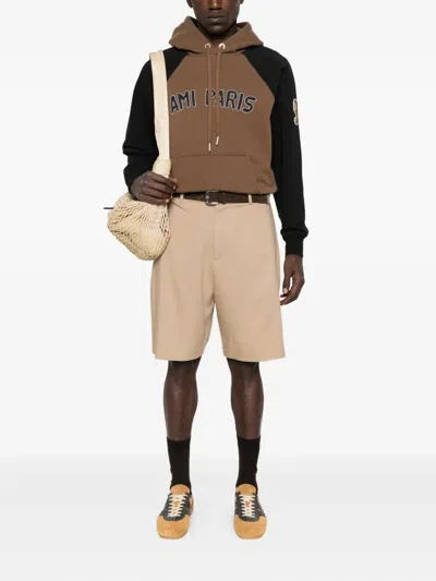 Ami Alexandre Mattiussi Hoodie Patch In Brown