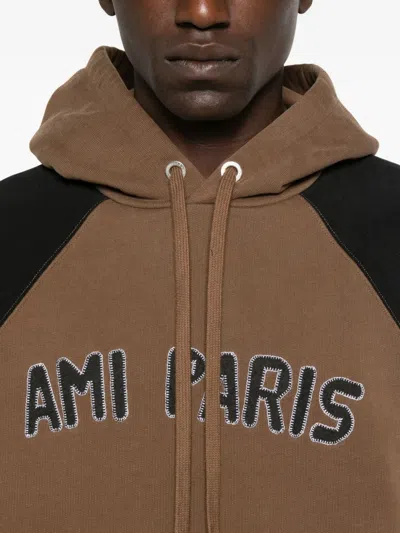 Ami Alexandre Mattiussi Hoodie Patch In Brown