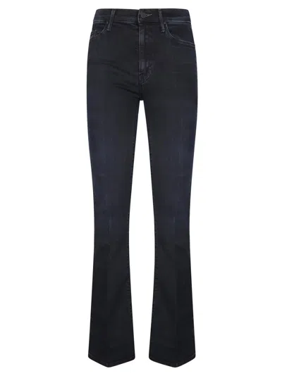 Mother Dark Wash Denim Jeans With Mid-rise Waist In Black