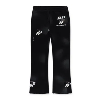 Retrovert Exclusive Patch Flare Black Sweatpants In Black