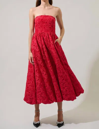 Sugarlips Arielle Jacquard Belle Strapless Maxi Dress In Red In Red