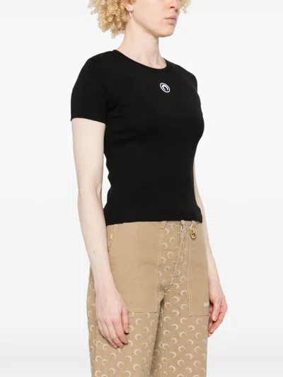 Marine Serre Moon Cotton T-shirt In Black