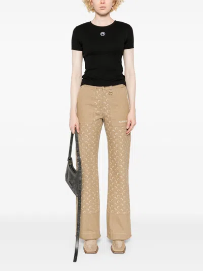 Marine Serre Moon Cotton T-shirt In Black