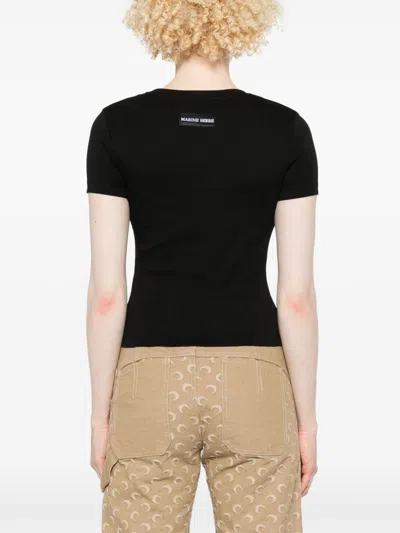 Marine Serre Moon Cotton T-shirt In Black