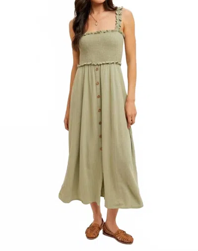 Hem & Thread Halle Smocked Top Midi Dress In Apple Jade In Multi