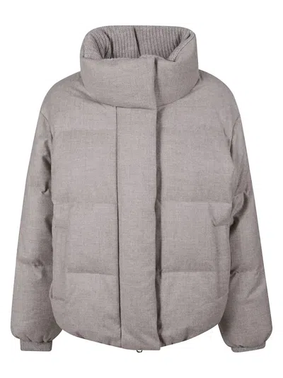 Duno Padded Cropped Coat With Structured Collar In Gray