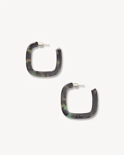Machete Midi Square Hoops In Fog Tortoise In Green